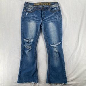 Dollhouse Blue Distressed Flare Jeans